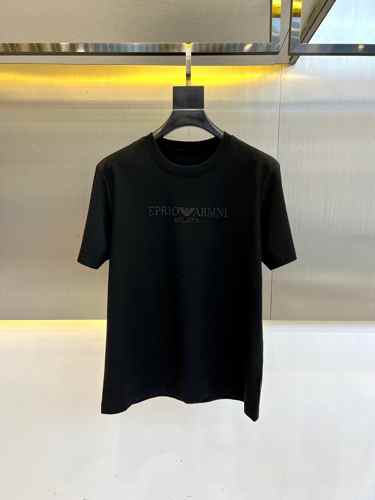 アルマーニ Tシャツ 偽物 シンプル ロゴ クルーネック 半袖Tシャツ ブラック