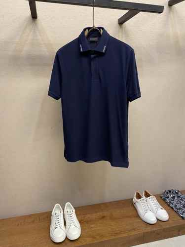 洗練された コットン ポロシャツ アルマーニ Tシャツ 偽物 ネイビー