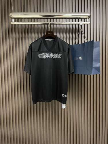 カジュアル ロゴ Ｖネック 半袖Tシャツ クロムハーツ Tシャツ 偽物