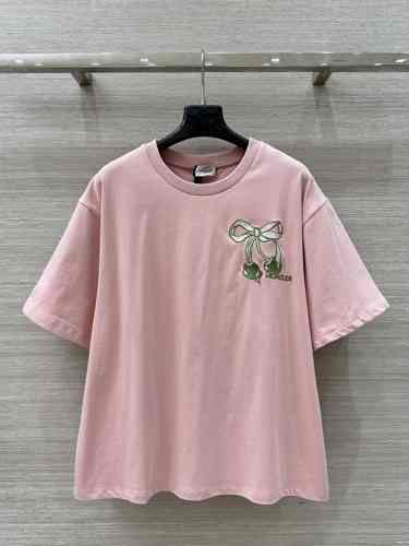 カジュアル おしゃれ モンクレール Tシャツ コピー コットン クルーネック ピンク