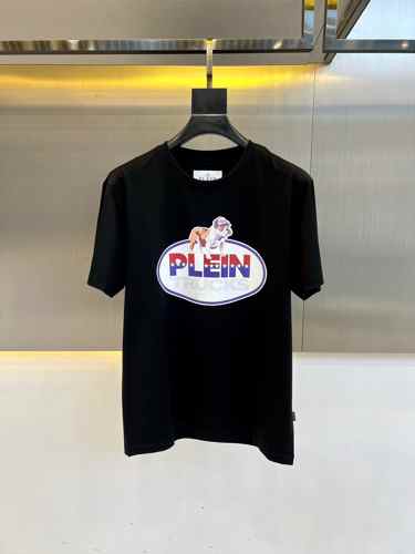 ロゴプリント クルーネック 半袖Tシャツ フィリッププレイン Tシャツ コピー ブラック