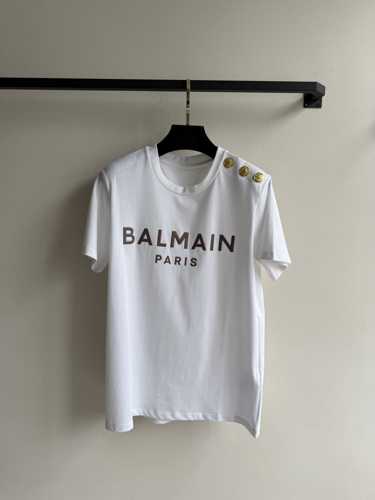 シンプル おしゃれ ロゴ入り 半袖Tシャツ バルマン Tシャツ コピー ホワイト