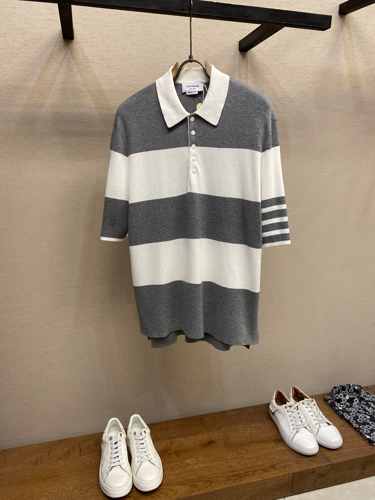 カジュアル コットン ポロシャツ トムブラウン Tシャツ スーパーコピー グレー