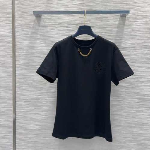 ブロイダリー LV Tシャツ ルイ・ヴィトン 半袖Tシャツ コピー クルーネック ブラック
