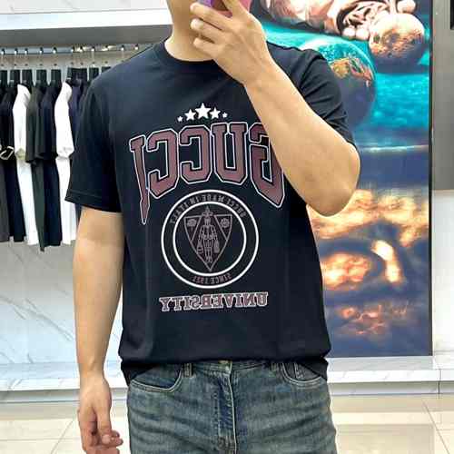 シンプル お洒落 ロゴ コットン 半袖Tシャツ グッチ Tシャツ コピー ブラック