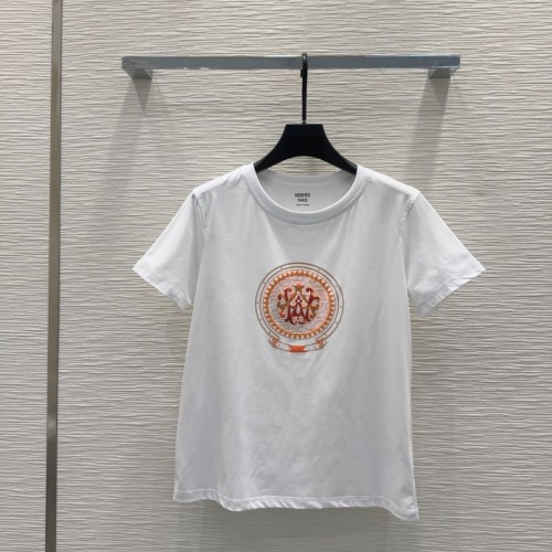 シンプル コットン 半袖 トップス エルメス Tシャツ コピー クルーネック ホワイト