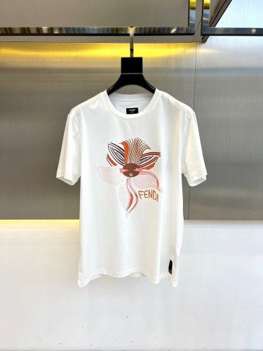 カジュアル プリント コットン 半袖Tシャツ フェンディ Tシャツ 偽物 ホワイト