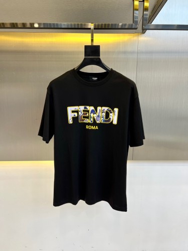 カジュアル ロゴ 半袖Tシャツ フェンディ Tシャツ 偽物 コットン ブラック