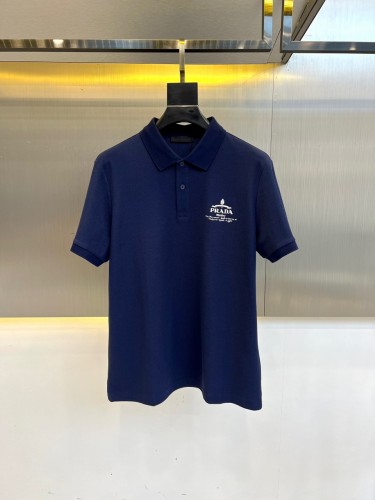 定番 コットンピケ ポロシャツ プラダ Tシャツ 偽物 半袖 トップス ブルー