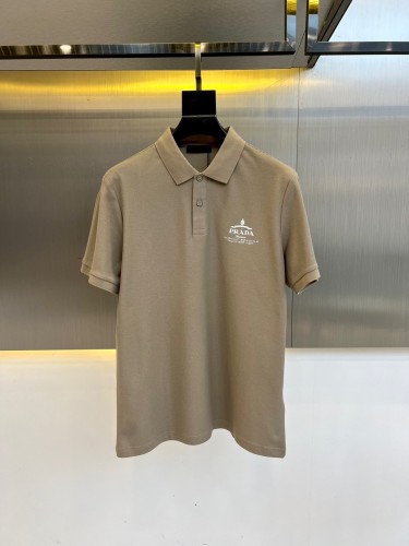 定番 コットンピケ ポロシャツ プラダ Tシャツ 偽物 半袖 トップス カーキ