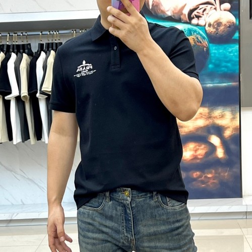 定番 コットンピケ ポロシャツ プラダ Tシャツ 偽物 半袖 トップス ブラック