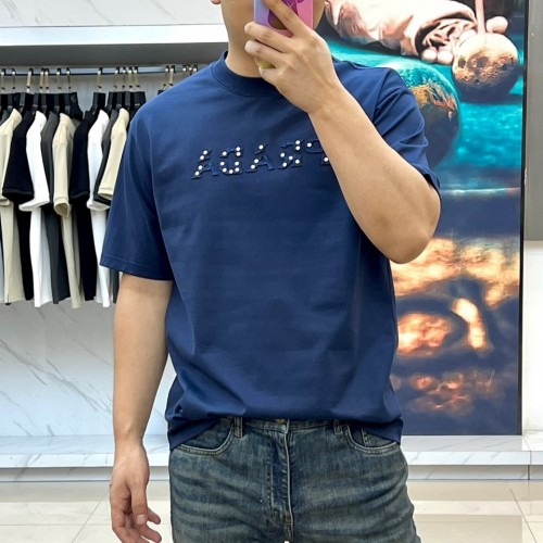 シンプル ロゴ入り クルーネック プラダ Tシャツ 偽物 半袖Tシャツ ブルー