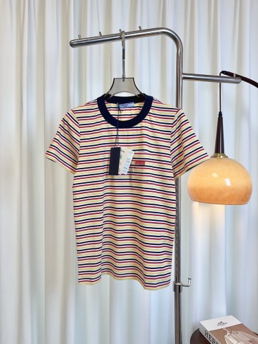 カジュアル スタイリッシュ 半袖Tシャツ プラダ Tシャツ 偽物 コットン ピンク