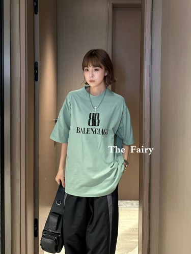 ユニセックス オーバーサイズ 半袖Tシャツ バレンシアガ Tシャツ コピー グリーン