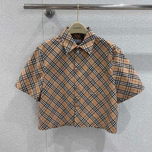 クロップド チェック コットンシャツ バーバリー シャツ コピー ベージュ