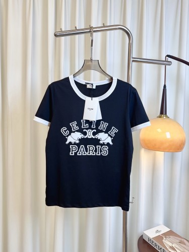 カジュアル おしゃれ プリント セリーヌ Tシャツ コピー 半袖Tシャツ ネイビー