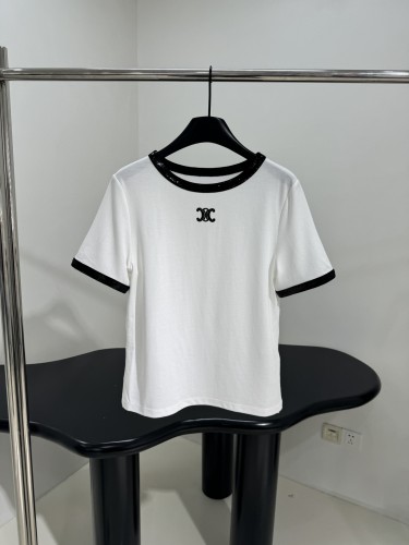 スパンコール付き コットン セリーヌ Tシャツ コピー 半袖Tシャツ 