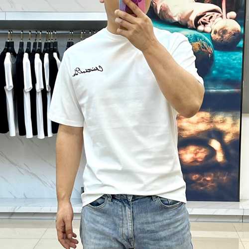 おしゃれ クルーネック ロゴTシャツ クリスチャン・ディオール Tシャツ 偽物 ホワイト