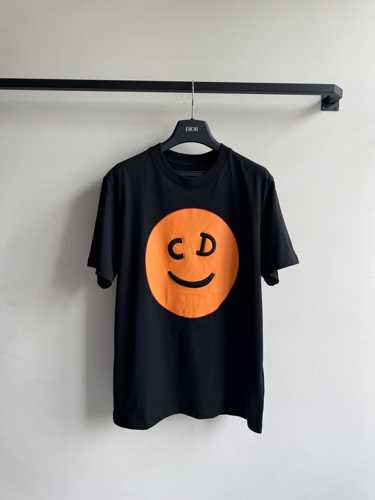 おしゃれ 可愛い 笑顏柄 クリスチャン・ディオール Tシャツ 偽物 コットン ブラック