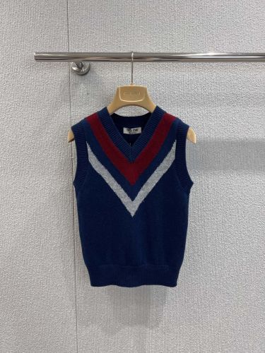 ウール＆カシミヤ ニットベスト ミュウミュウ ニット コピー Vネック