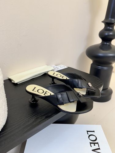 洗練された ブラック ロエベ トイ パンタ トゥポスト ヒールサンダル スーパーコピー