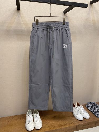 ロエベ パンツ 偽物 定番 合わせやすい アナグラム 刺繍入り ワイドパンツ グレー