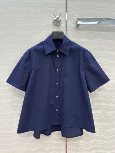 ロエベ シャツ コピー レディース ショートスリーブ トラペーズシャツ ネイビー
