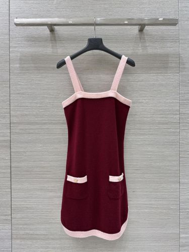春夏 カシミヤ キャミワンピース シャネル ワンピース コピー 配色 ワイン