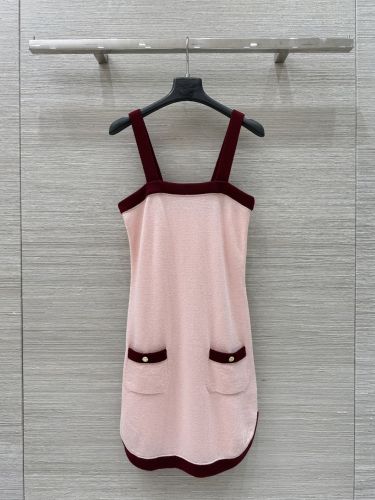 シャネル ワンピース コピー 春夏 カシミヤ キャミワンピース 配色 ピンク