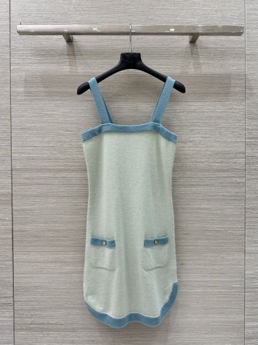 爽やか 配色 キャミワンピース シャネル ワンピース コピー カシミヤ グリーン