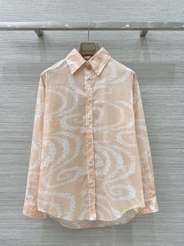 上品 お洒落 ゆったり プリントシャツ シャネル シャツ コピー オレンジ