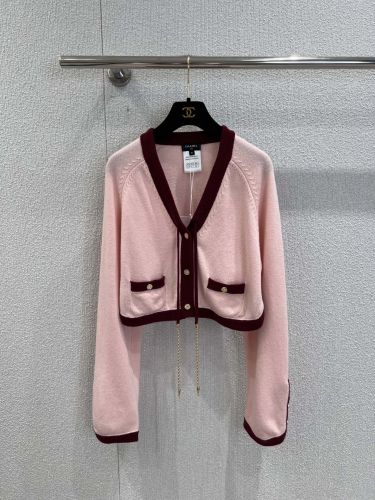 大人可愛い！シャネル ニット コピー 配色 カシミヤ カーディガン ピンク