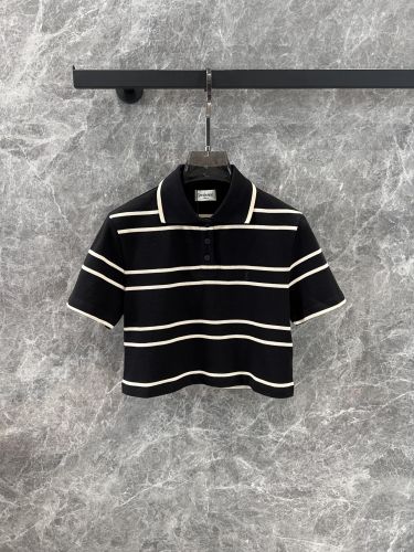 クロップド 半袖 ポロシャツ イヴ・サンローラン Tシャツ コピー コットン