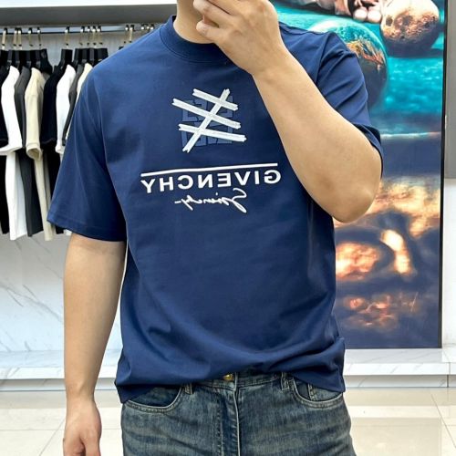 お洒落 ジバンシィ Tシャツ 偽物 ロゴ入り 半袖Tシャツ コットン ブルー