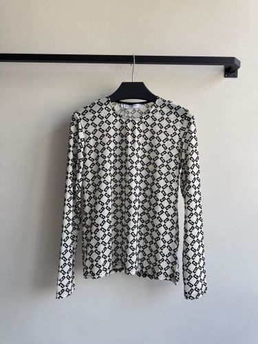 モノグラム 総柄 シアートップス ジバンシィ Tシャツ コピー 長袖Tシャツ ホワイト