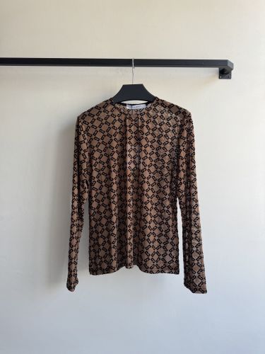 モノグラム 総柄 シアートップス ジバンシィ Tシャツ コピー 長袖Tシャツ ブラウン