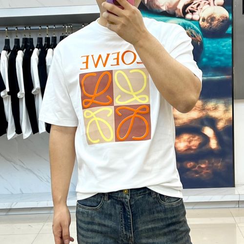 お洒落 合わせやすい ロゴTシャツ ロエベ Tシャツ コピー クルーネック ホワイト