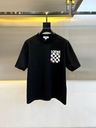 お洒落 ロゴ入り コットン 半袖Tシャツ ロエベ Tシャツ 偽物 ブラック