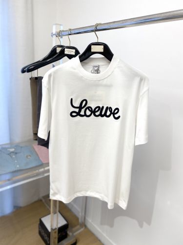 シンプル ロゴ入り ロエベ Tシャツ 偽物 クルーネック 半袖Tシャツ ホワイト