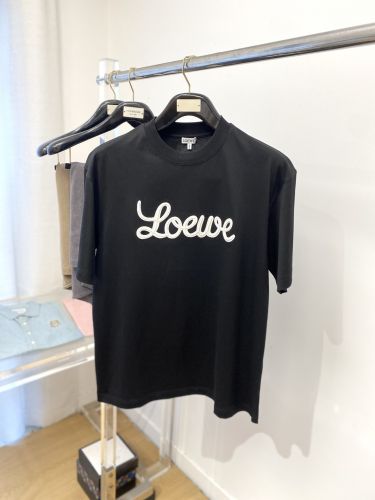 ロゴ入り シンプル 半袖Tシャツ ロエベ Tシャツ 偽物 クルーネック ブラック