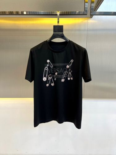 ロゴプリント ヴェルサーチェ Tシャツ 偽物 コットン ベーシック 半袖Tシャツ ブラック