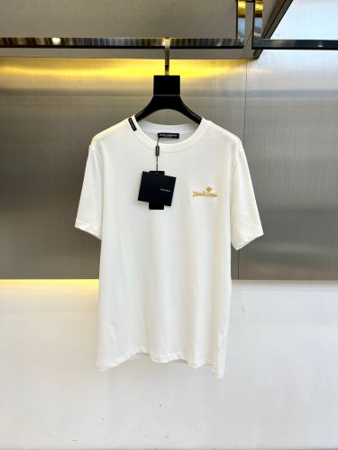 ドルチェ&ガッバーナ Tシャツ 偽物 シンプル ロゴ刺繍 クルーネック 半袖Tシャツ ホワイト