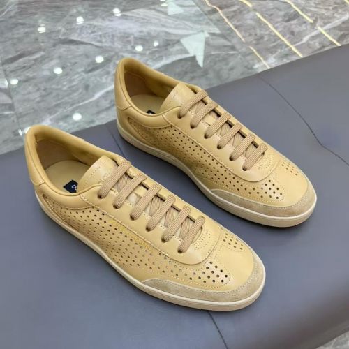 新作 洗練された D&G サントロペ レザー スニーカー ドルチェ&ガッバーナ コピー ベージュ