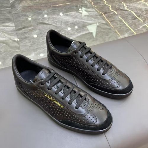 D&G サントロペ レザー スニーカー 新作 洗練された ドルチェ&ガッバーナ コピー ブラック