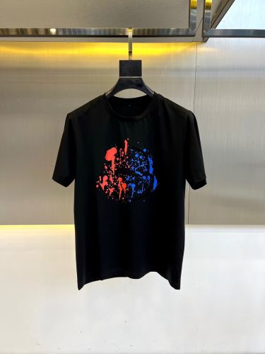 コットン 半袖Tシャツ 目を引く ロゴプリント モンクレール Tシャツ 偽物 ブラック
