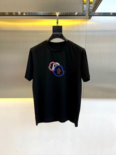 モンクレール Tシャツ 偽物 カジュアル 快適 ロゴ コットン 半袖Tシャツ ブラック