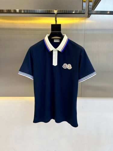 モンクレール Tシャツ 偽物 カジュアル 配色 ロゴパッチ ポロシャツ ネイビー