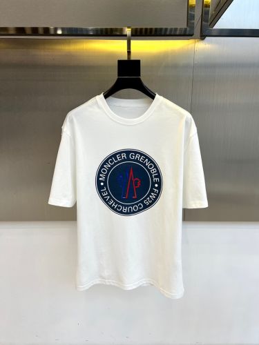 お洒落 サークルロゴ 半袖Tシャツ モンクレール Tシャツ 偽物 ホワイト