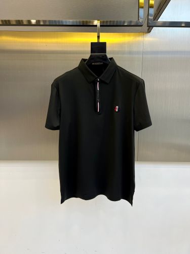 モンクレール Tシャツ 偽物 洗練された コットンピケ ポロシャツ ブラック