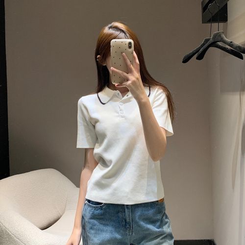 モンクレール Tシャツ 偽物 定番 コットンニットポロシャツ ホワイト